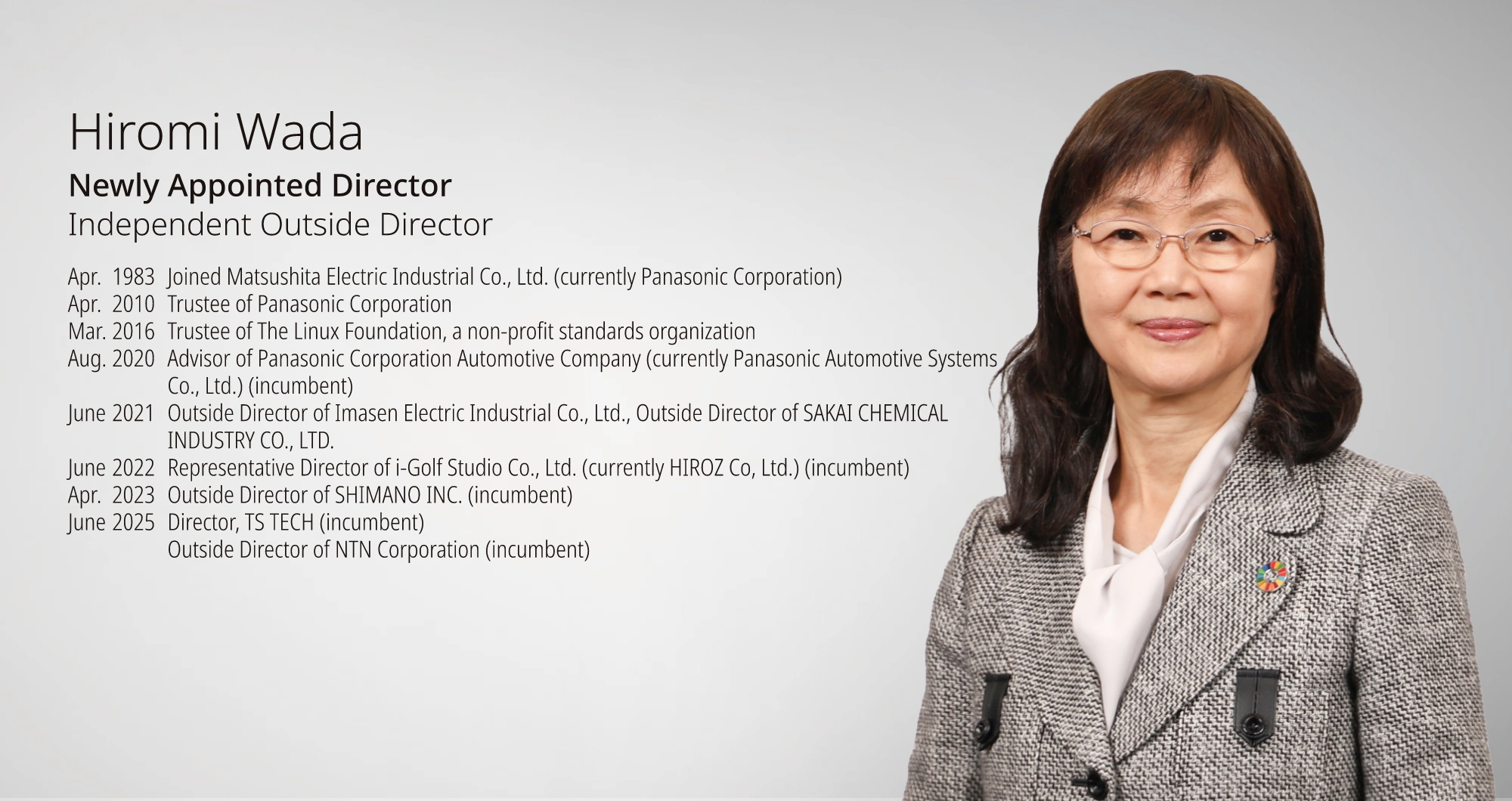 Message from Outside Director Hiromi Wada